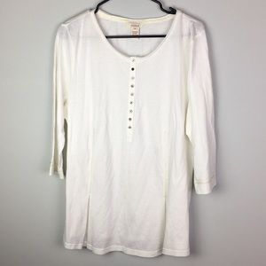 Sundance white cream tunic modal cotton 3/4 sleeve